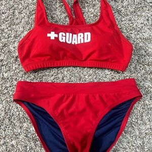 Life guard swimsuit two-piece red